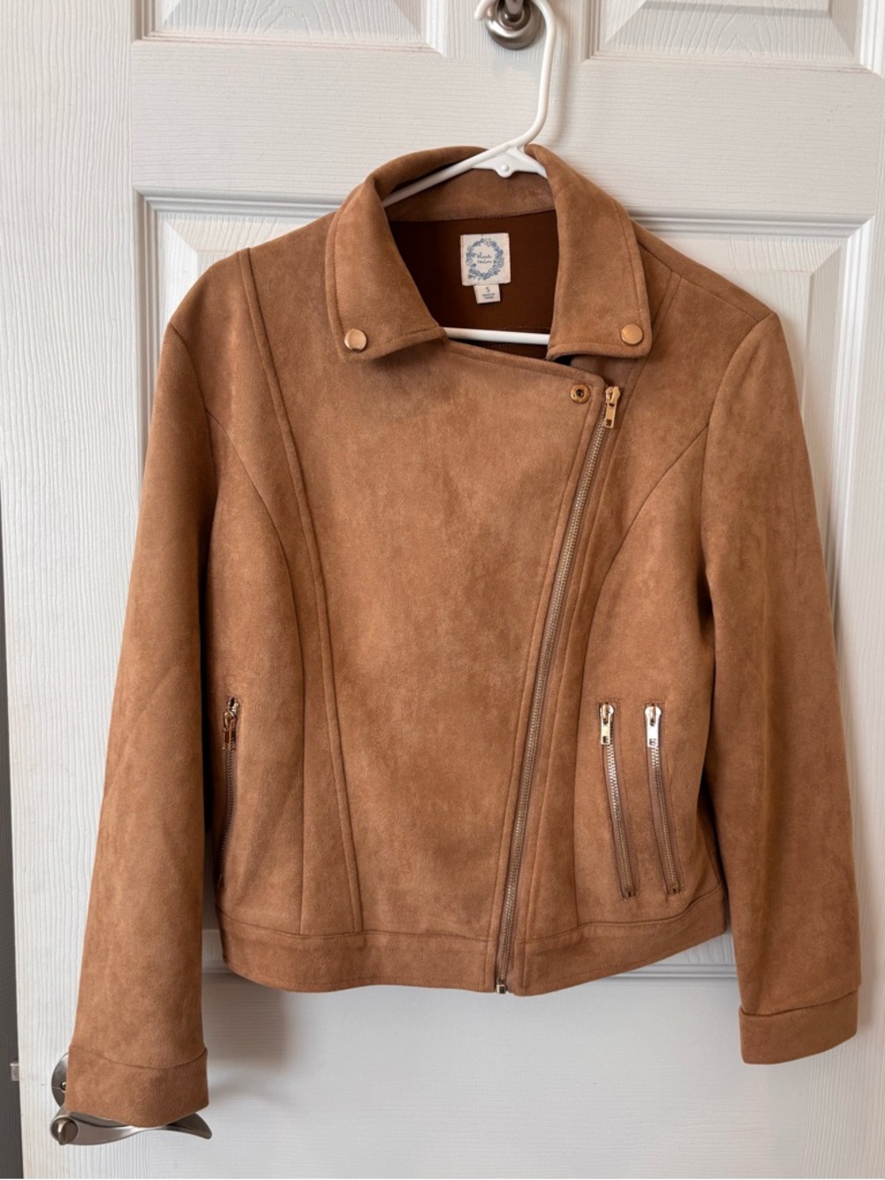 Blue Rain‎ Camel Tan Suede Moto Jacket